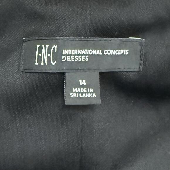 INC International Concepts Dress 14 Black White Polka Dot Career Casual Popover - Picture 6 of 9